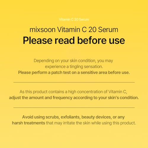mixsoon Vitamin C 20 Serum - 20 Vitamin C Derivatives, Gentle Formula for Radiant, Even-Looking Skin 10ml / 0.34 fl. oz. Korean Glass Skin Care