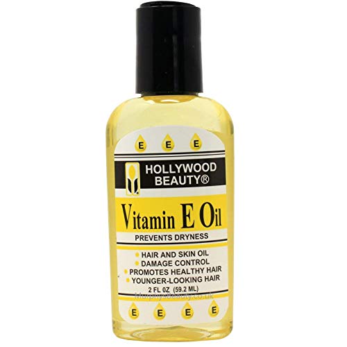 Hollywood Beauty Vitamin E Hair & Skin Oil, 2oz Bottle, Prevents Dryness for Hair and Skin, Stimulates Healthy Hair Growth, Repairs Damaged Skin, Anti-Aging