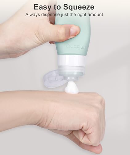 Quatish Leak Proof Travel Bottles - 3 oz Silicone Toiletries, 4 Pack
