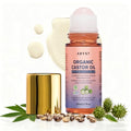 Organic Castor Oil Roll-On with Rose Quartz Roller for Skin & Hair