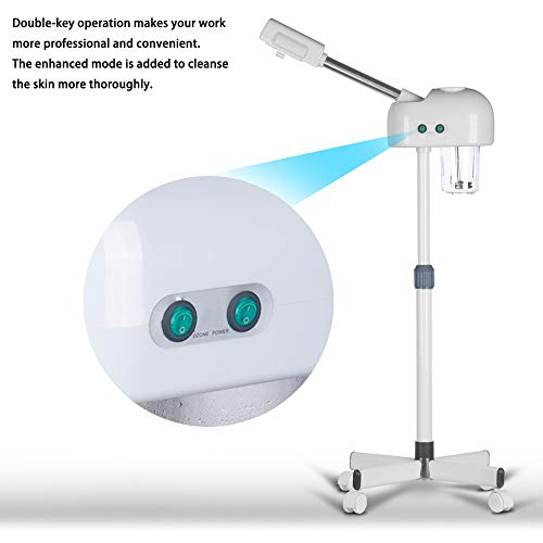 Professional Ozone Facial Steamer for Esthetician with Hot Mist, Stand Facial Steamer On Wheels, Height Adjustable & 360¡Æ Rotatable Nozzle, Home & Salon SPA