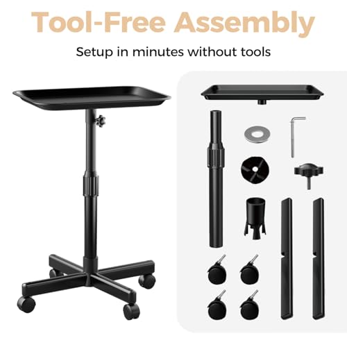 Adjustable Rolling Salon Tray on Wheels for Hair & Lash