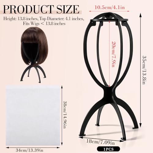 Portable Foldable Wig Stand 13.8 Inch with Dust Bag for Hair Styling