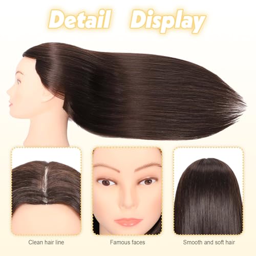 MQHIHI 22" Mannequin Head with 80% Real Hair for Styling
