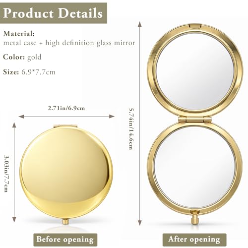 Gold Compact Pocket Mirror Set - 2PCS Double-Sided Folding Mirrors