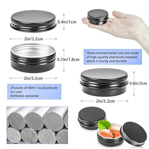 24-Pack 1oz Aluminum Tin Jars with Screw Lids