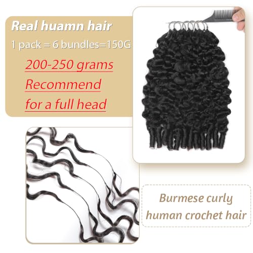 MORGENSTAR 18-Inch Burmese Curly Human Hair Crochet Bundles