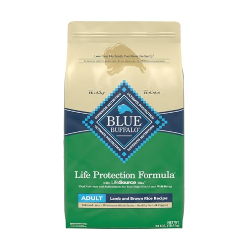 Blue Buffalo Life Protection Formula Adult Dry Dog Food, Helps Build and Maintain Strong Muscles, Made with Natural Ingredients, Lamb & Brown Rice Recipe, 34-lb. Bag