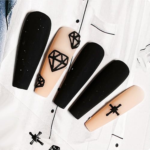 5 Styles Nail Art Stickers Relief Sculpture 5D Nail Decals for Nail Art, Scrawl Heart,Star,Moon,Crucifixion,Diamond,Rose Shape Self-Adhesive Nail Stickers for Nail Charm Decoration DIY Kit