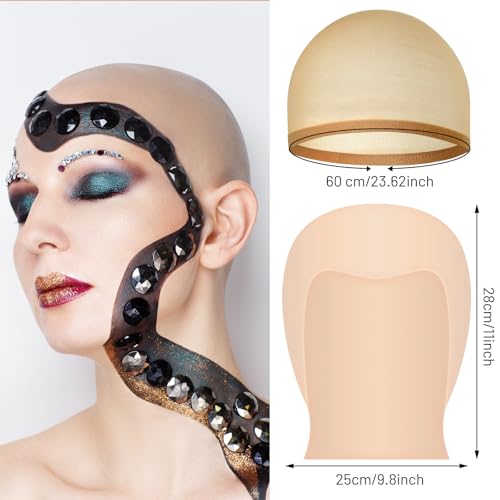 Halloween Bald Cap for Women - Latex Makeup Cap with Nylon Wig Cap, Thin Variant