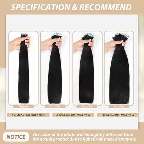 Tape in Hair Extensions Human Hair, Hair Extensions 20 Inch 20pcs Remy Straight Human Hair Tape in Extensions Skin Weft Tape Extensions Human Hair