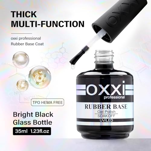 OXXI Professional 35ML*2 Rubber Base Gel Polish and No Wipe Top Set Tpo Hema Free Large Capacity Nail Base and Top Coat