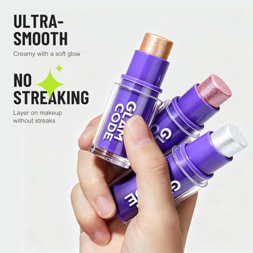 Glam Code Highlighter Stick Duo - Creamy Shimmer Glow Makeup
