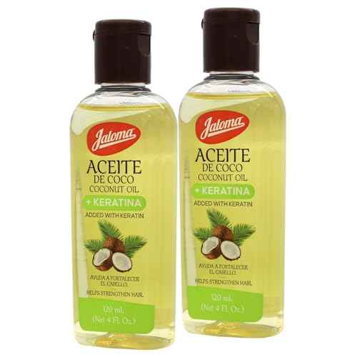 Jaloma Coconut Oil with Keratin to Help Strengthen Hair, 2 Pack, 4 Oz Each Bottle