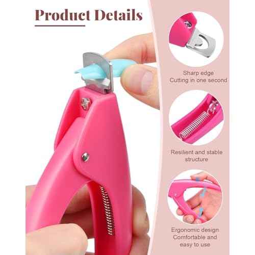 MORGLES Acrylic Nail Clipper with Magnets Sizer, Professional Nail Cutters for Tips with Length Measurement for Salon & Home Manicure Lovers, Pink