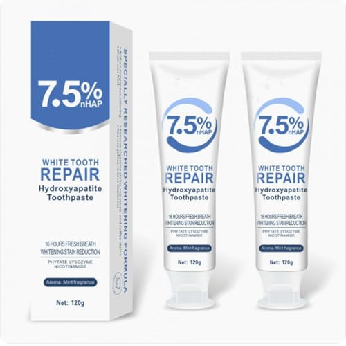 HydroxyapatiteToothpastes,7.5% hydroxyapatite Toothpaste,for Enamel Protection and Tooth Strengthening, Gentle Mint, Fresh Breath, Daily Use for Oral Health£¨2pcs£©