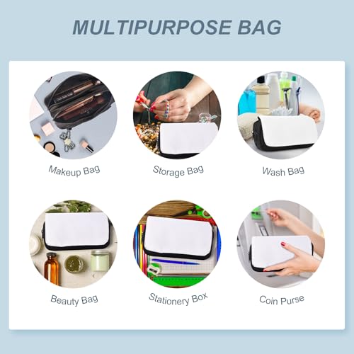 8Pcs Sublimation Makeup Bag Blanks,Sublimation Makeup Bags Bulk Travel Toiletry Bag Cosmetic Bags For Women Heat Transfer Removable Sublimation Bags with Zipper Cosmetic Make Up Bag for DIY Craft