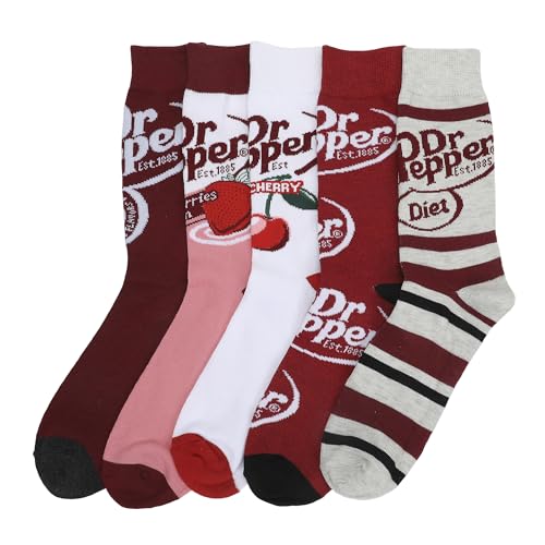 Dr Pepper Variety Logos Men's Crew Socks 5-Pack
