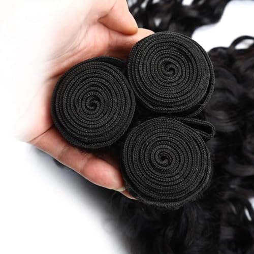 WuvuSnm Human Hair Water Wave Bundles Natural Black 28-32 Inch - #1BWT Variation