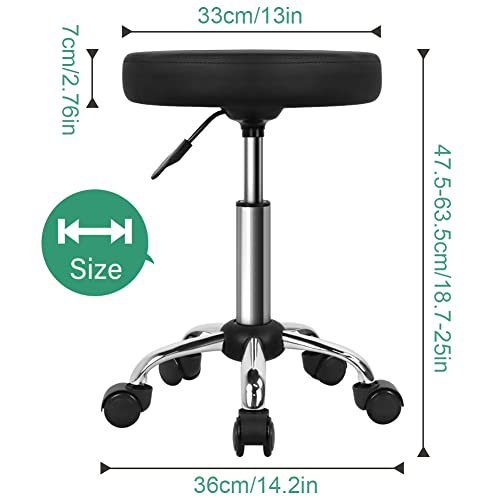 Adjustable Salon Stool with Wheels - Rolling Task Chair for Spa