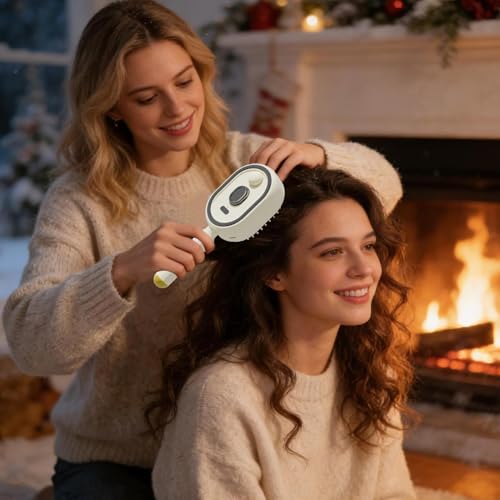 Rechargeable Steam Detangling Brush for Curly & Thick Hair