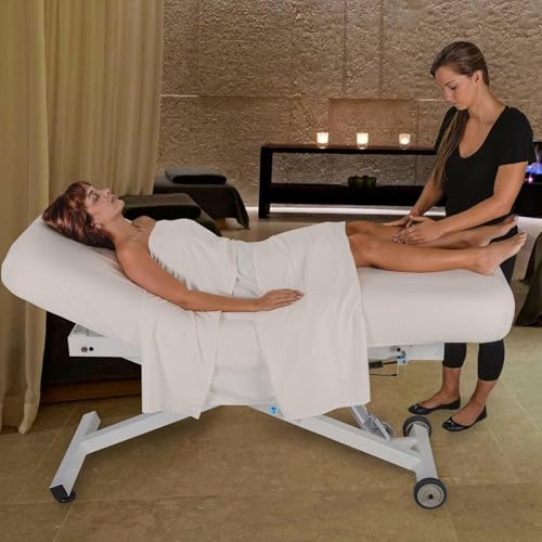 EarthLite Ellora Electric Lift Massage Table 32x73 Vanilla Crème with Manual Tilt - USA Made