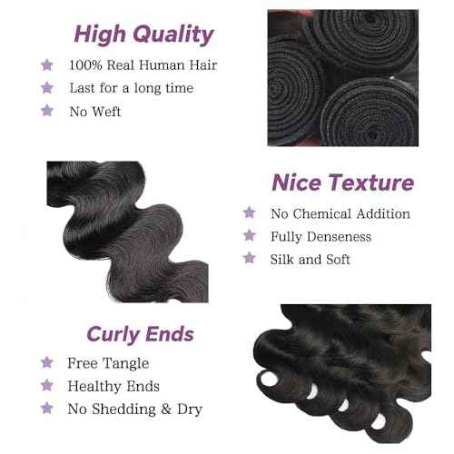 Body Wave Bundle Human Hair Body Wave Bundle 22 24 26 inch 3 Bundles Human Hair Extensions 1B Color for Women