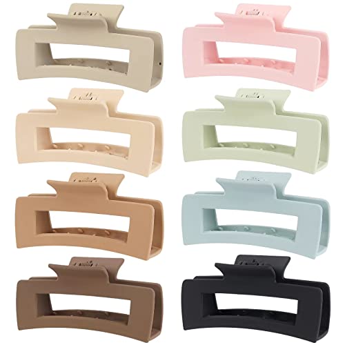 8 Pack Large Hair Claw Clips 4.1" Non-Slip Matte Hold