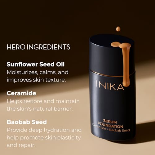 Organic Serum Foundation | Vegan, Buildable Coverage, Weightless Second Skin Feel, Transfer Proof with Skincare Ingredients in Sustainable Packaging. Vivid 25ml