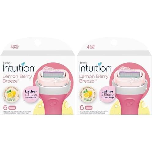 Schick Intuition Refill,Lemon Berry Breeze Razors for Women | Intuition Razor Blades Refill with Organic Lemon,Razor Refills,6 Count (Pack of 2)