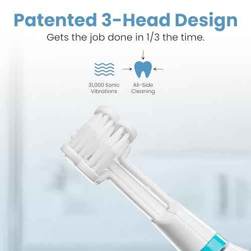 Triple Bristle GO | Portable Battery Sonic Travel Toothbrush | Three Cleaning Modes | Soft Nylon Bristles | Also for Autistic Special Needs Adults and Kids | Oral Care Kit