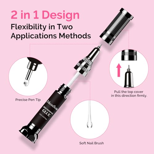 MelodySusie Rhinestone Glue Gel 8ml*2 with Brush for Nail Gems & Charms - Long Lasting