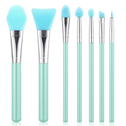 7-Piece Silicone Brush Applicator Kit - Green for Makeup & Crafting