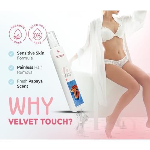 Vagy Rejuvenation Velvet Touch Depilatory Cream ? Gentle Hair Removal for Sensitive Skin ? Full Body Use ? Pain-Free Hair Removal with Refreshing Papaya Scent