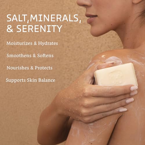 Dead Sea Salt Soap - Moisturizing Mineral-Rich Face & Body Bar - Natural Bar Soap with Olive Oil, Grape Seed Oil, Vitamin E, and Dead Sea Salt Harvested from Jordan