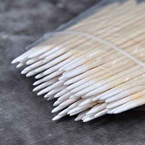 200pcs Pointed Cotton Swabs, 4 inch Precision Microblading Cotton Swab Cotton Sticks Applicator for Eyebrow Tattoo Beauty Make-up Nail Clean, Wood Handle Pointed Tip Head