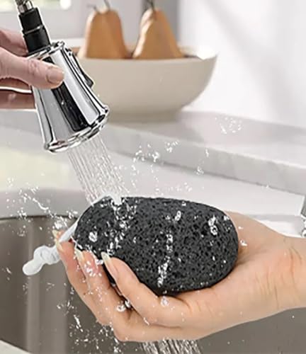 RDRKR Pumice Stone Foot and Hand Scrubber - Natural Lava Stone for Callus Remover, Foot Exfoliation, Hand Scrub, Pedicure Tool, Dry Skin Remover, Promote Healthy Foot and Hand Care (Black)