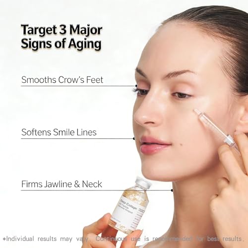 Silk Peptide Lifting Ampoule Set - Collagen Anti Aging Serum with Applicator - Hydrating Essence for Fine Lines & Wrinkles - Topical Use Only (1 Pack35ml)