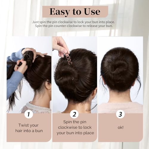 20PCS Spiral Hair Pins for Buns & Updos, Brown