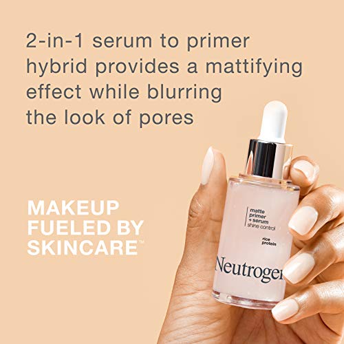 Neutrogena Shine Control Matte Booster Face Primer & Serum, Skin-Mattifying Serum-to-Primer with Rice Protein, Absorbs Excess Oil & Keeps Skin Shine Free, 1.0 fl. oz