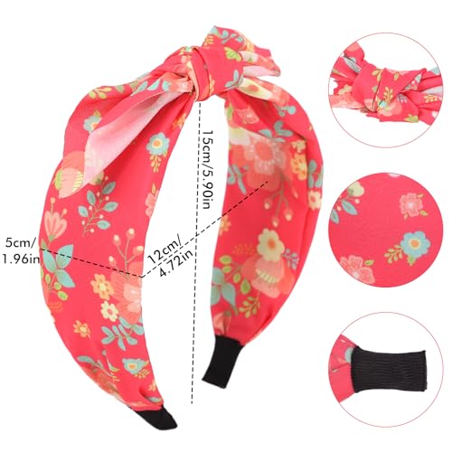 Floral Bow Headbands for Women, 6-Pack Non-Slip