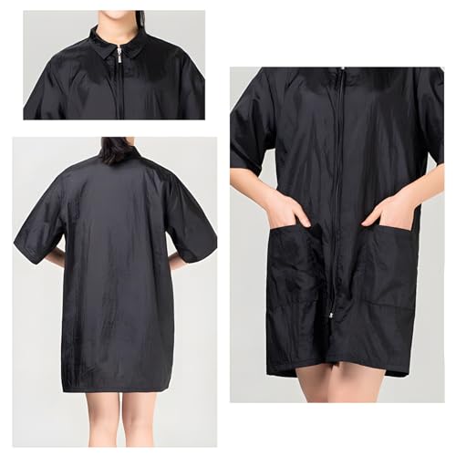 TOPTIE Nylon Salon Barber Smock with Zip Closure