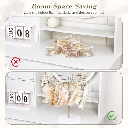SNOWSTAR Claw Clip Organizer Holder,Vertical 360-Degree Rotating Hair Clip Holder and Storage,Hair Clip Organizer Display Stand for Women and Girls