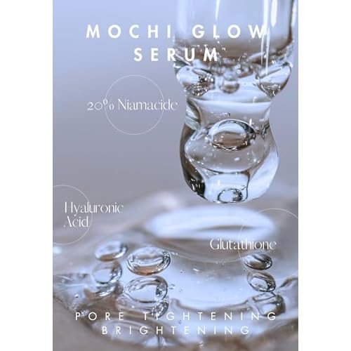 Mochi Glow 20% Niacinamide Serum for Face, High Potency Pore Tightening Skin Serum with Hyaluronic Acid & Glutathione, Anti-Aging Serum for Dark Spots & Fine Lines, Korean Skincare, 50ml/1.7fl.oz.