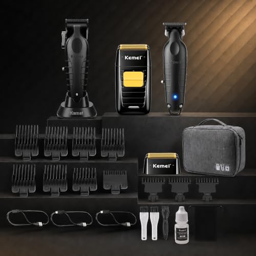 KEMEI Professional Hair Clipper Trimmer Shaver Set with Guide Combs