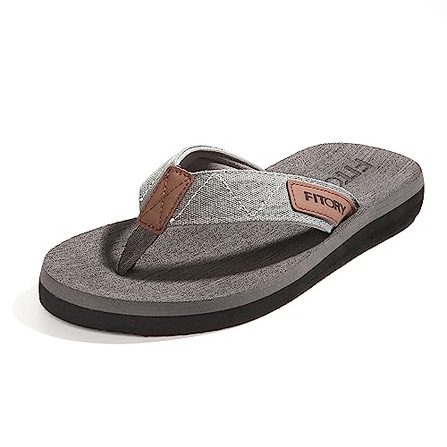 FITORY Men's Flip-Flops, Thongs Sandals Comfort Slippers for Beach Gray Size 6