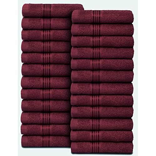 Belizzi Home Ultra Soft Cotton Washcloths, Contains 24 Piece Face Cloths 12x12 inch, Ideal for Everyday use Face Towels, Compact & Lightweight Multi Purpose Washcloths - Burgundy