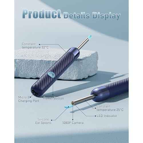 Ear Wax Removal Tool Camera - Ear Wax Removal Kit - Ear Cleaner with Camera - 1080P HD Ear Camera with 6 Ear Spoon - Ear Cleaner for iOS & Android