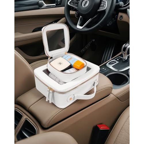 LETGO Clear Makeup Bags Set - TSA Approved Toiletry Bag with Handle Large Opening, Clear Toiletry Bags Case Pouch for Traveling Travel Car Orangizer Storage Essentials (Mini+Large White)