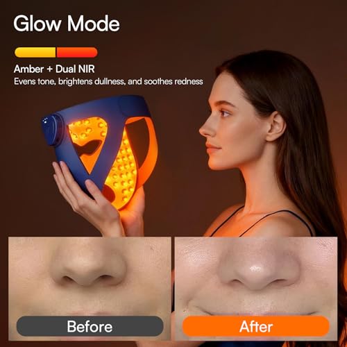 INIA GLOW 4D Red Light Therapy Mask - 320 LEDs, Dual NIR, Cooling